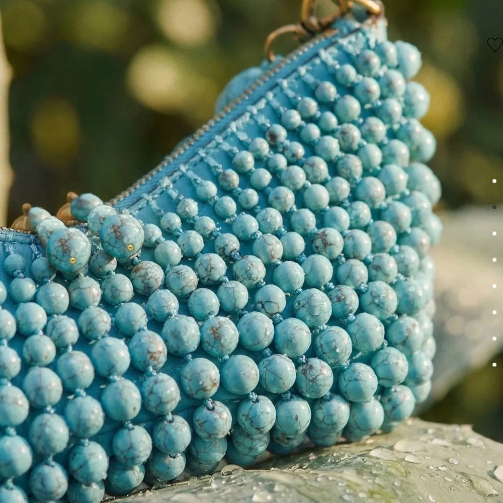 cult gaia Turquoise Beaded Mercier Shoulder Bag with box + dustbag - Picture 7 of 13